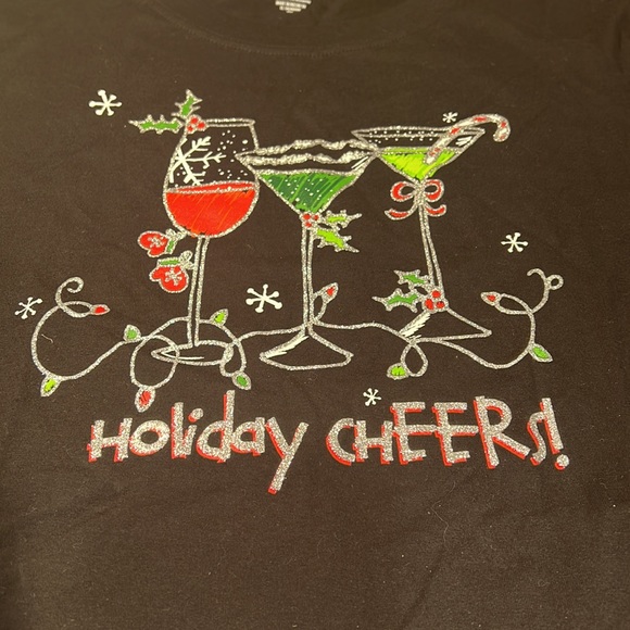 Holiday time, large, Joliday Cheers Christmas T-shirt, black - Picture 2 of 4